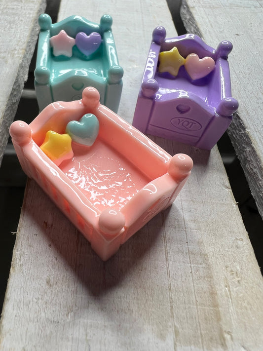 Baby Crib Miniature Trinket 3 D mini crib  Mini Objects Speech Therapy Alphabet Objects Say and Play Minis Doodads Trinkets