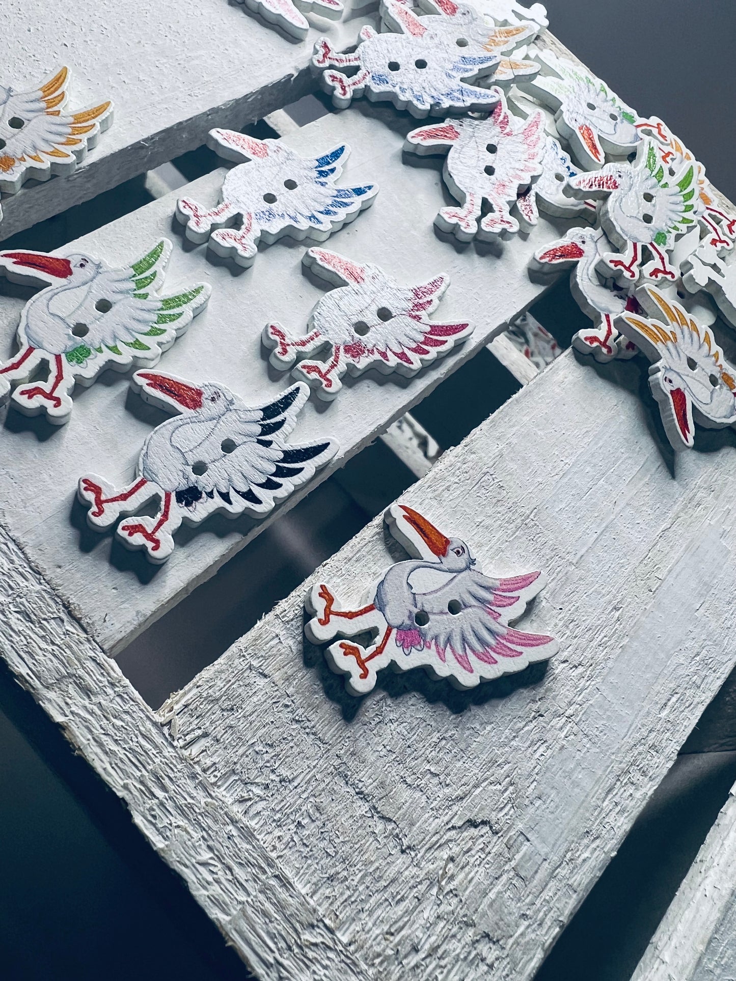 Miniature Stork Trinket Bundle of 5 birds Wood Crane Mini Objects Speech Therapy Bird Trinkets Montessori Sound Objects