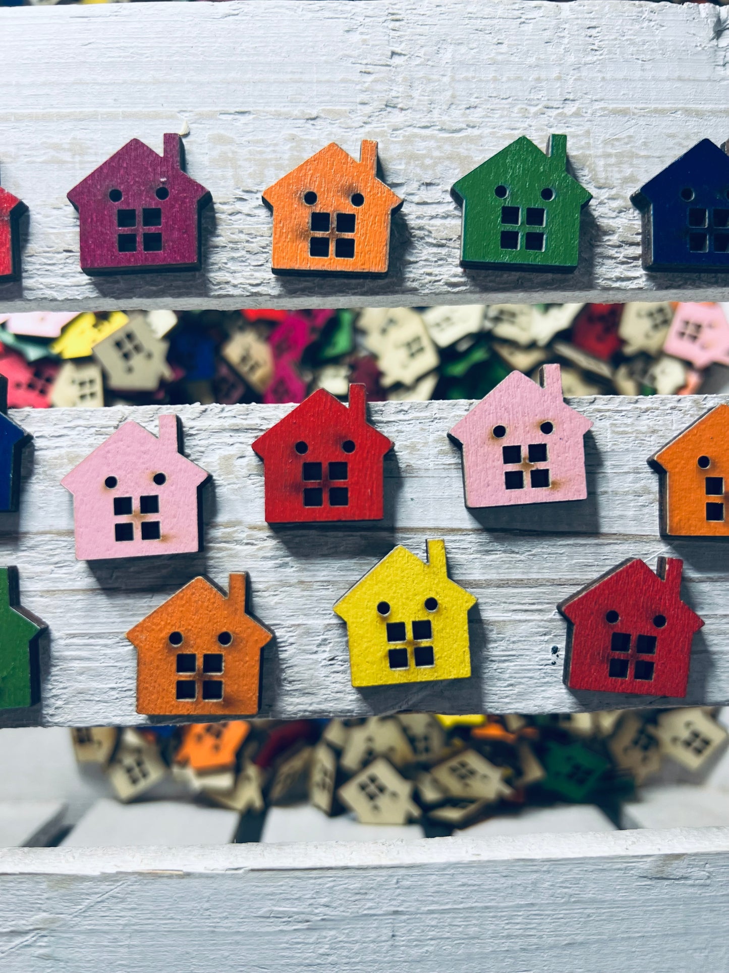 Miniature House Trinket Wood Cut House 3 per order- Object Cabin Trinket Letter H Alphabet Objects Montessori Sound Objects