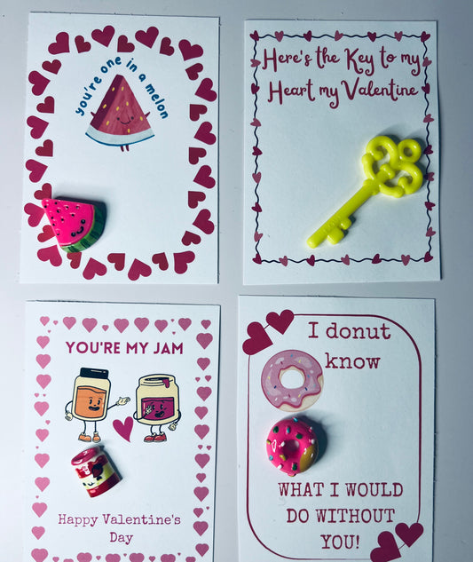 Valentine Cards with Keepsake Trinket All 4 Cards School Valentine Cards Speech therapy Minis Say and Play Mini Trinket Cards