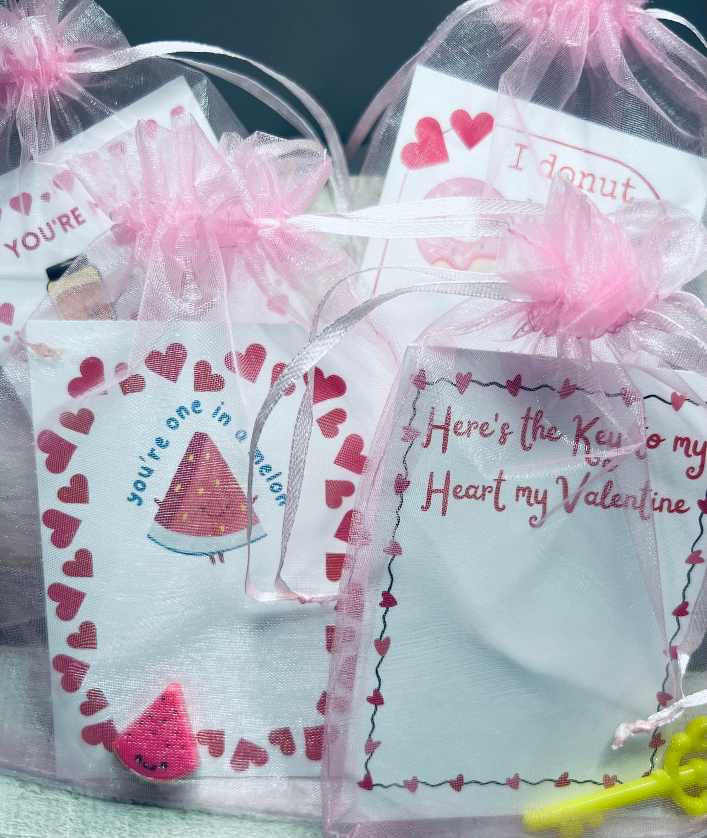 Valentine Cards with Keepsake Trinket All 4 Cards School Valentine Cards Speech therapy Minis Say and Play Mini Trinket Cards