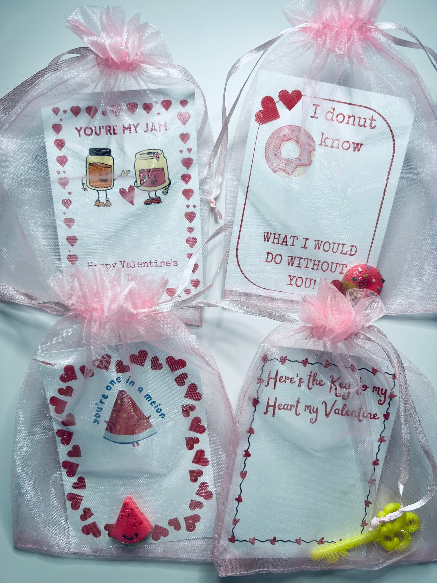 Valentine Cards with Keepsake Trinket All 4 Cards School Valentine Cards Speech therapy Minis Say and Play Mini Trinket Cards