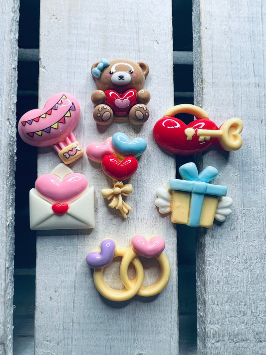 VALENTINE mini Objects SET OF 7 Trinkets  Speech Therapy Valentine Minis for Sensory Bin Doodads Say and Play Mini Objects Montessori Minis