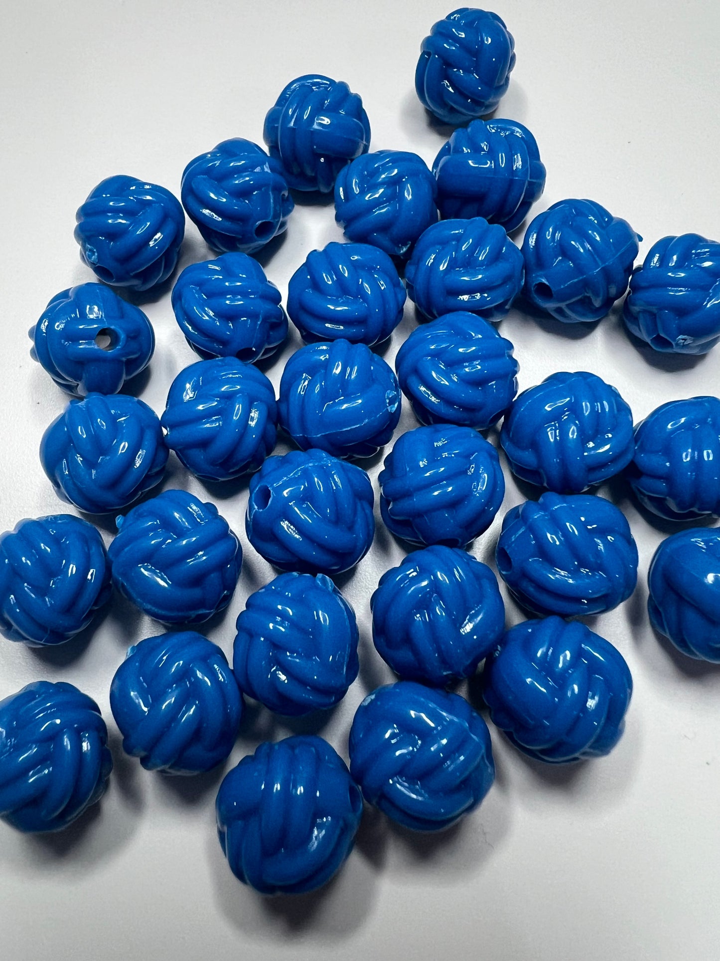 Miniature YARN Beads Set of 10 Blue Mini Yarn Balls Letter Y alphabet Objects Speech Therapy Minis