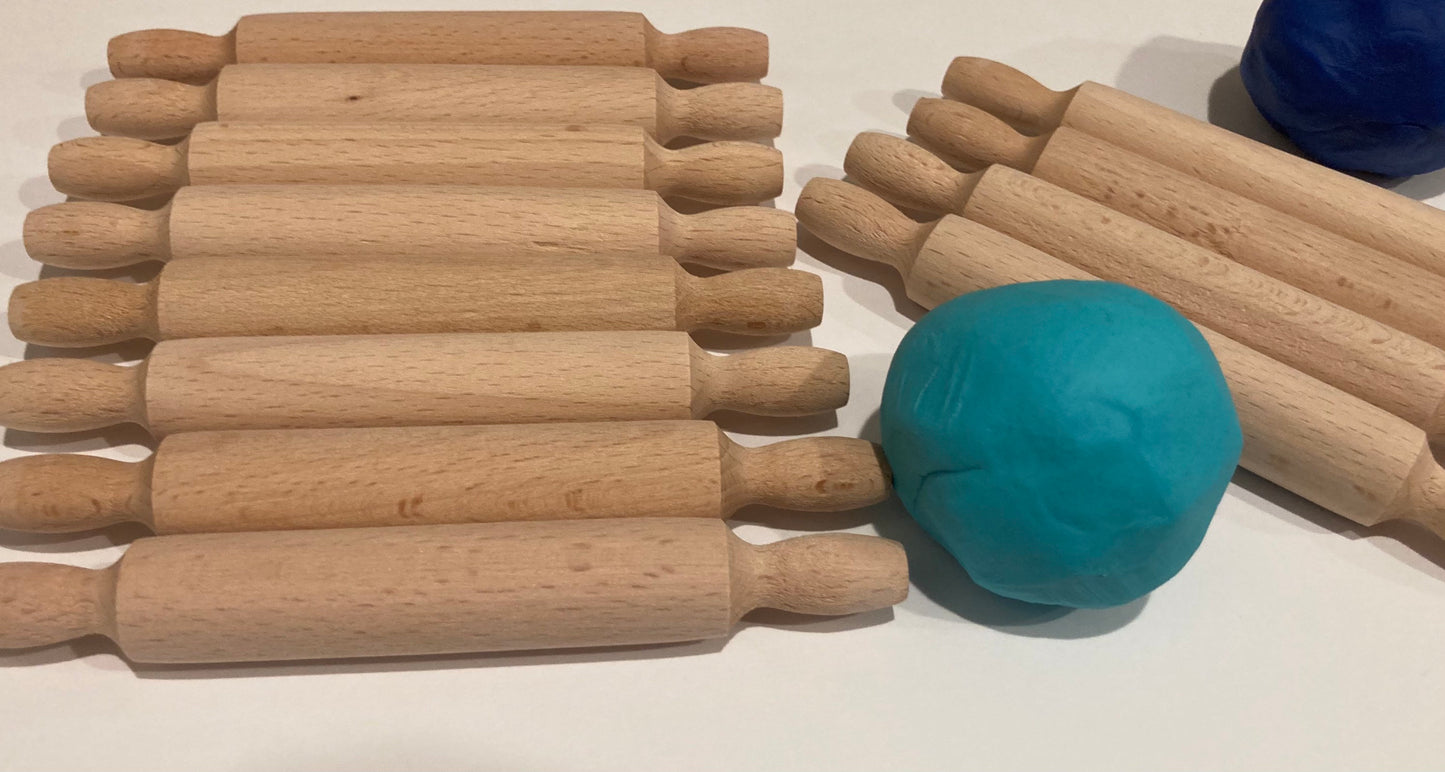 Mini rodillo- Juego de rodillo de masa- Herramientas de masa de juego- Pin de rilling de madera natural-Herramientas sensoriales
