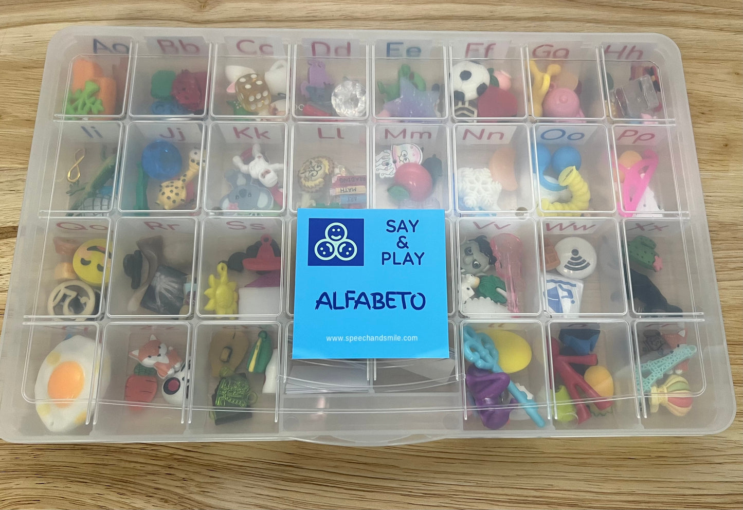 Kit de Objetos del Alfabeto Español Montessori Objetos Sonoros Aprender Español Kit del Alfabeto Montessori en Español - Alfabeto Español