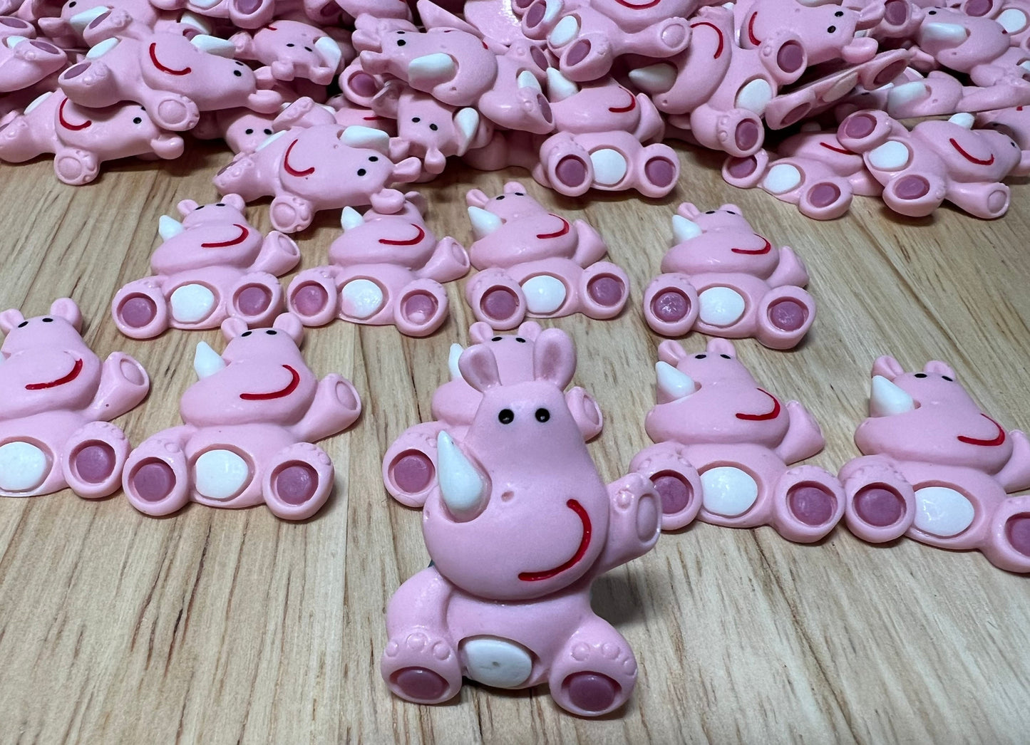 Miniature Rhino Trinket Speech Therapy Mini Objects Animal Trinkets Safari Theme Objects Resin Pink Rhino Cabochon