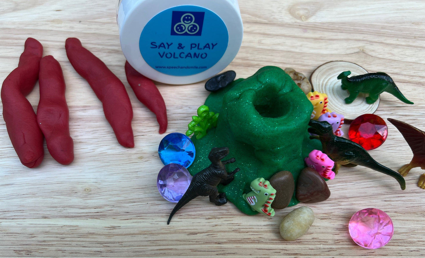 VOLCANO Play Sequence Kit-Volcano Play dough Cup-Speech Therapy Language Kit-Speech Therapy Mini Objects-Speech Task Box