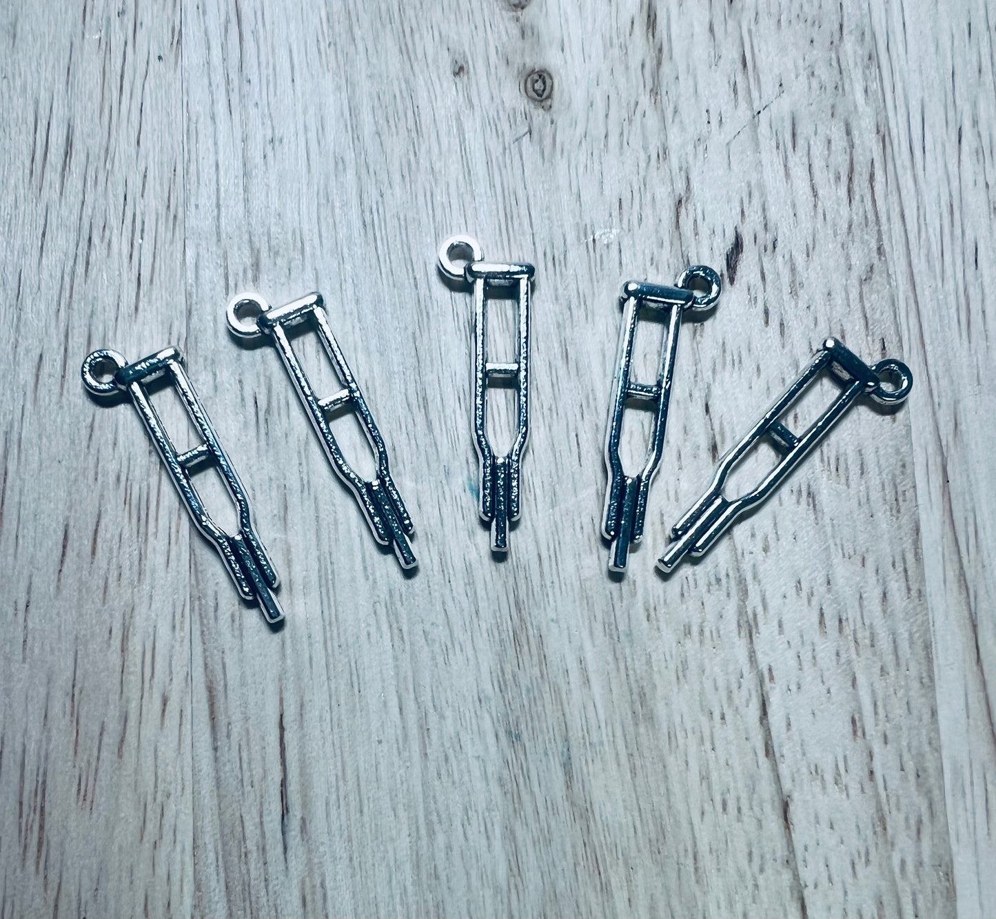 Mini CRUTCH Object-Medical Theme Objects-Speech Therapy Mini Objects-Mini Crutches Theme Objects-Silver Crutch Charm-Speech Sound CH