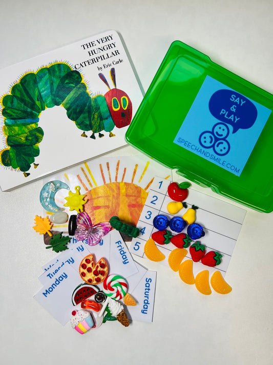 The Very Hungry Caterpillar Book and Story Objects Speech Therapy Mini Objects