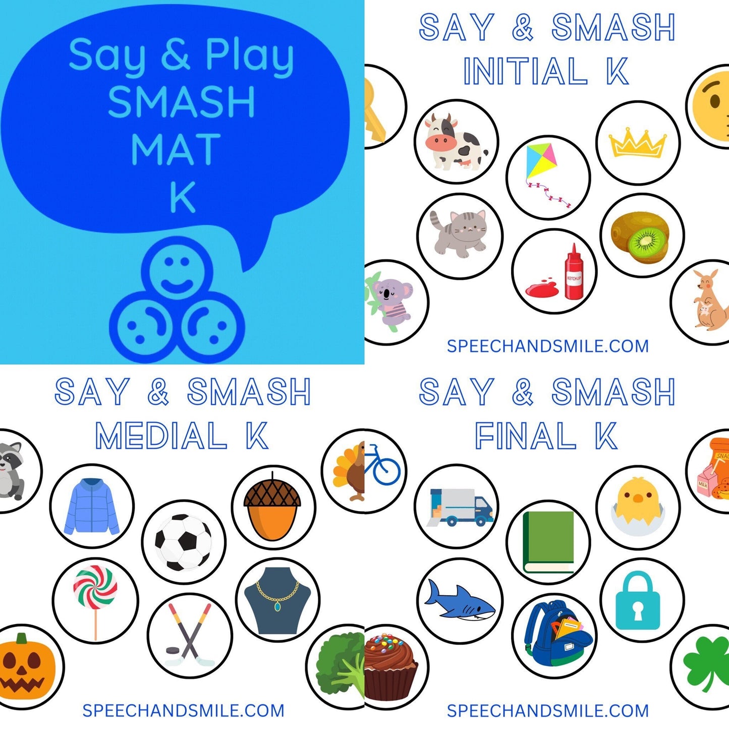 K Sound Smash Mat for Playdough-Printable Speech Therapy Materials-Speech Therapy-Speech and Smile-Speech Therapy Tools- Letter K Activity