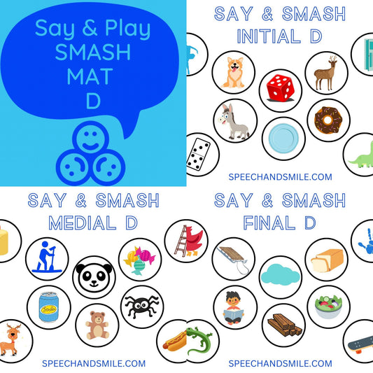 D Sound Smash Mat for Play Dough-Speech Therapy Materials-Speech Therapy-Speech and Smile-Speech Therapy Tools- Letter D Activity SLP