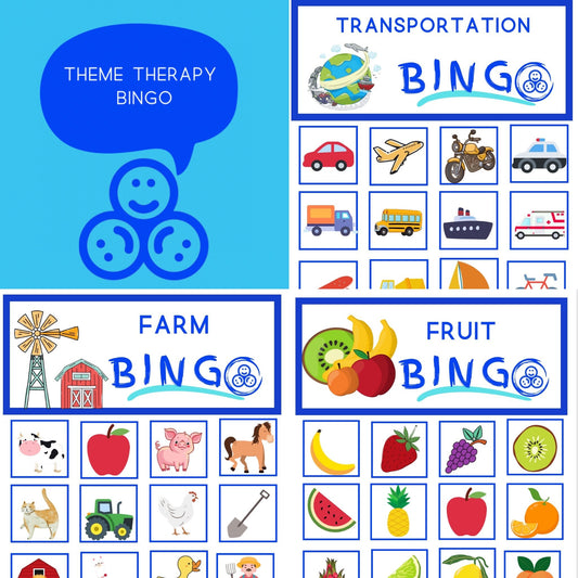 Theme Therapy-Theme Printable-Theme Based Learning-Theme Activity-Theme BINGO-Theme MATCHING