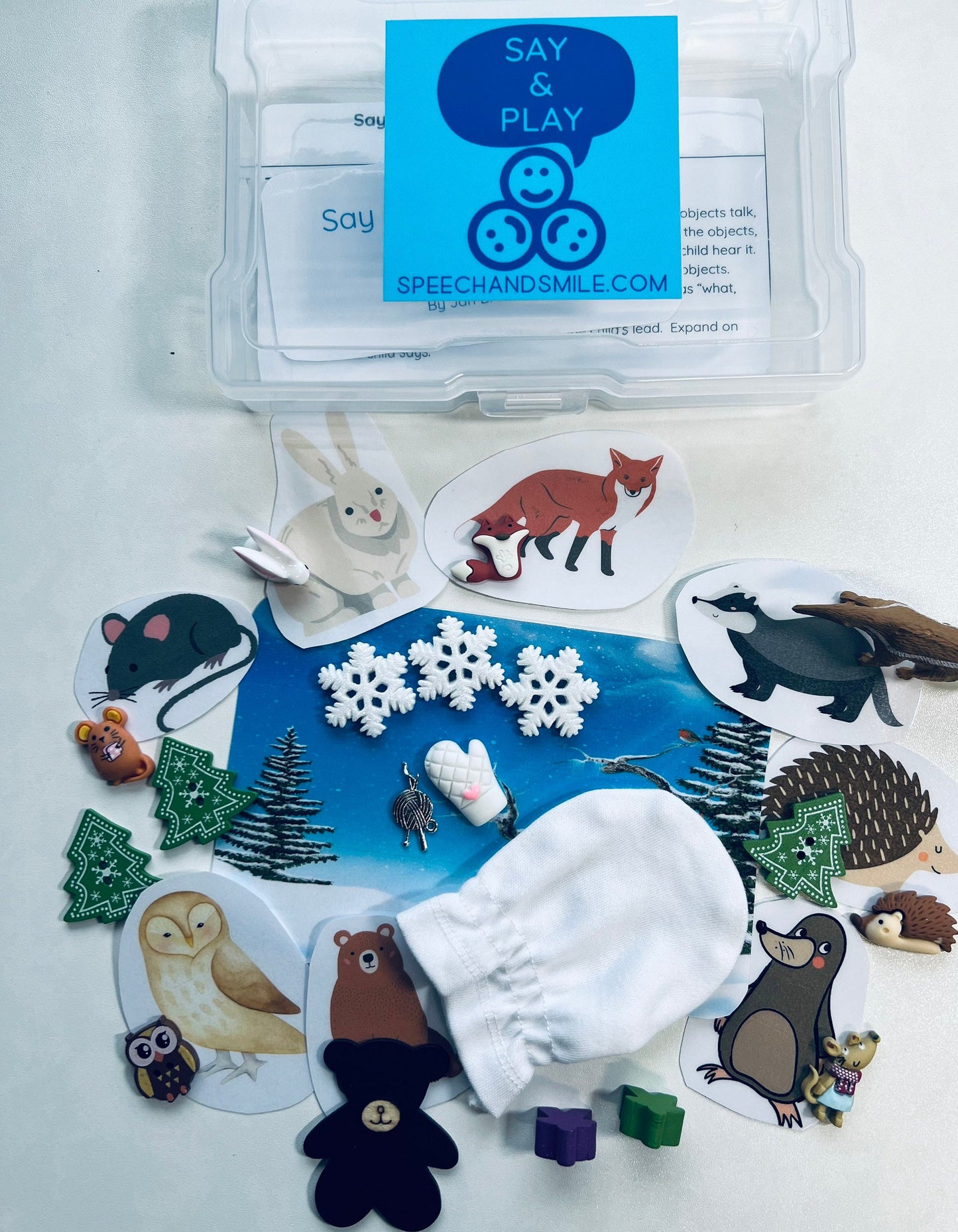 Story Kit The Mitten Book-Story Objects for The Mitten Story Companion- Speech Therapy Mini Objects-Montessori Objects-Homeschool-The Mitten