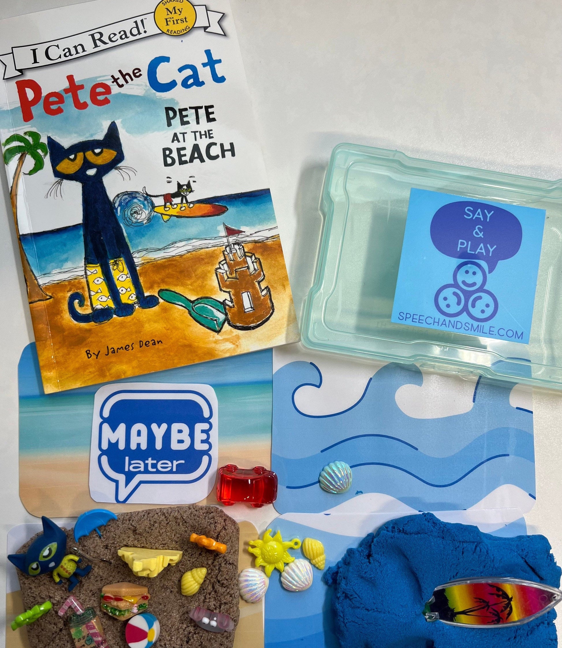 Pete el Gato en la Playa Objetos de Cuento Kit de Cuentos Terapia del Habla  Mini Objetos Objetos de Cuento para Libros de Pete el Gato