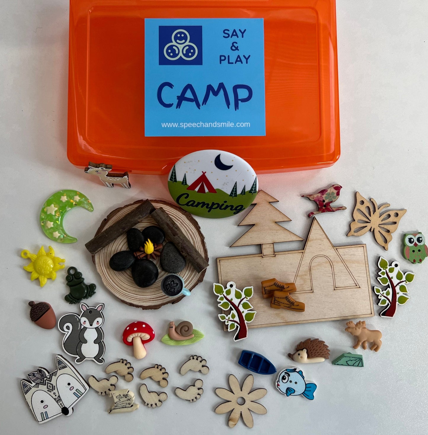 CAMP Mini Objetos Kit-Camp Baratijas-Terapia del Habla Mini Objetos-Objetos de Lenguaje-Objetos de Habla-Caja Ocupada-Caja de Tareas del Habla SLP