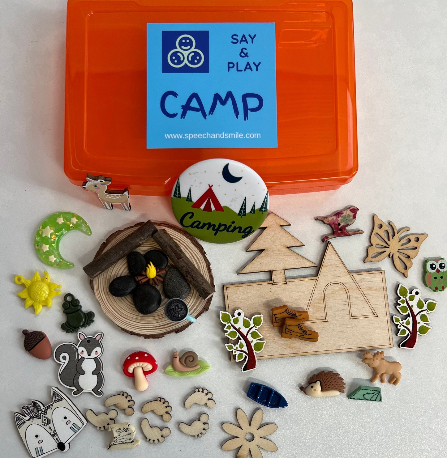 CAMP Mini Objetos Kit-Camp Baratijas-Terapia del Habla Mini Objetos-Objetos de Lenguaje-Objetos de Habla-Caja Ocupada-Caja de Tareas del Habla SLP