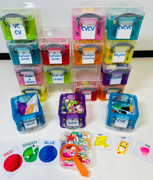 Speech Therapy Activities Mini Objects Set Trinkets in Organizer-Speech Therapy Activities-Minature Objects for slp