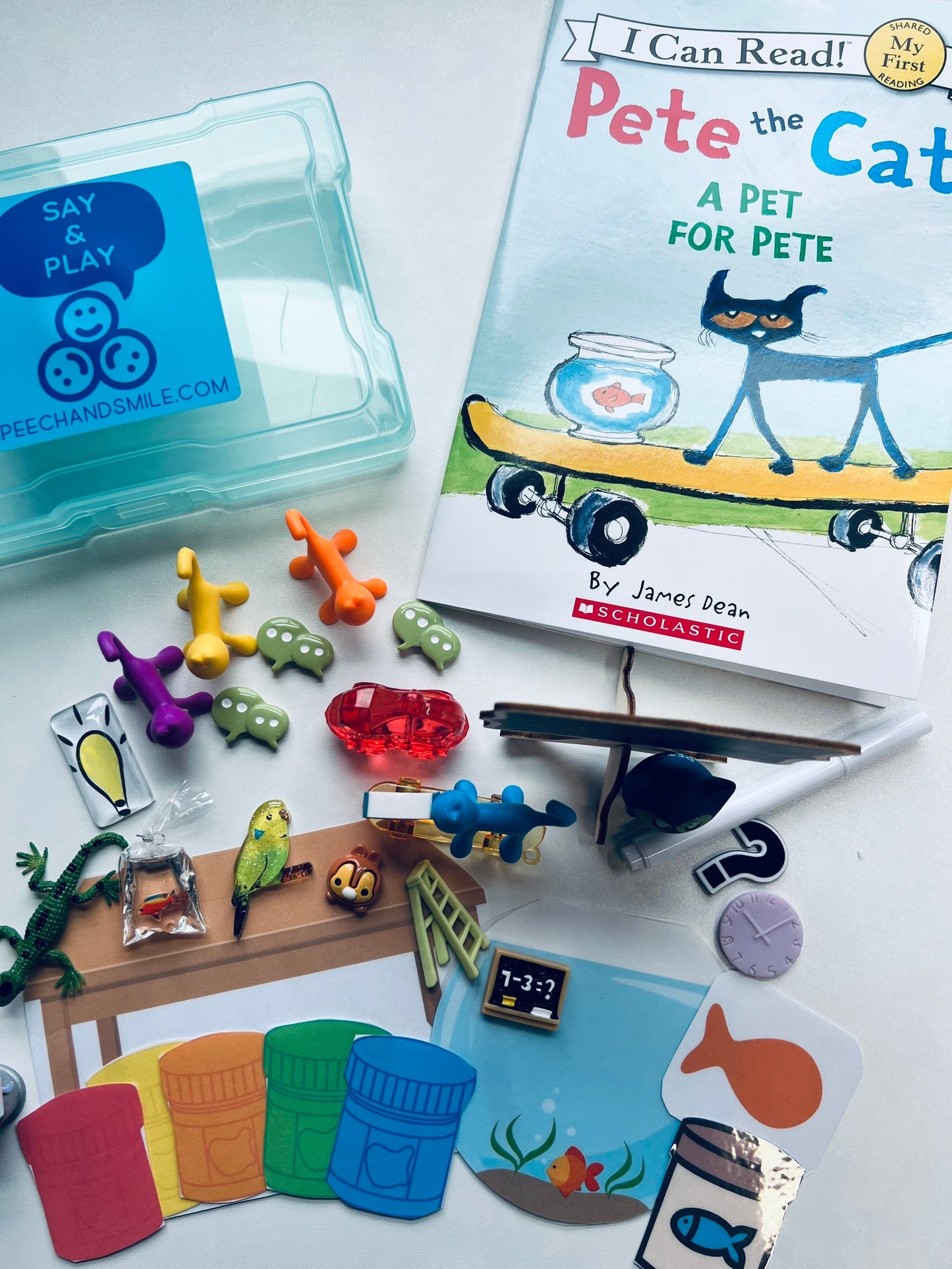 A Pet for Pete Book Objects Pete the Cat Story Kit Speech Therapy Mini Objects