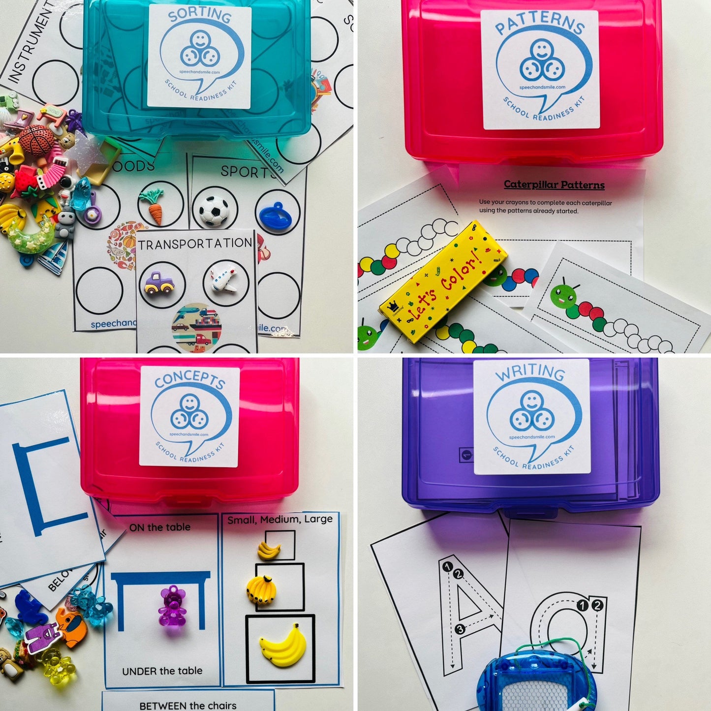 Preschool Activities Kit with MINI Objects and Laminated Cards 16 Preschool Activity Sets and Carrying Case Preschool Learning fun NO PREP