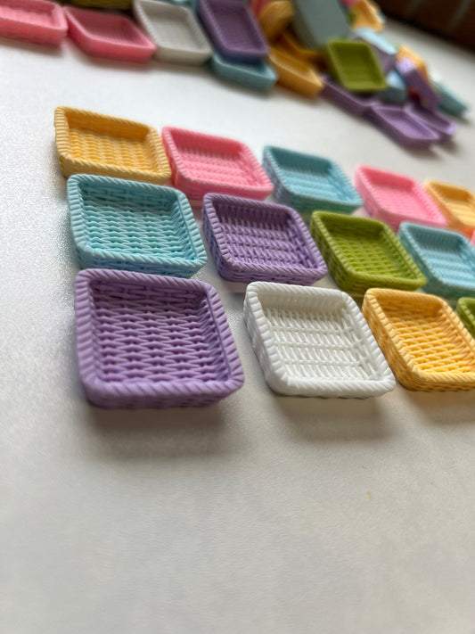 Miniature Basket Basket Trinket Square Basket Mini Object Speech Therapy Mini Objects Resin Basket