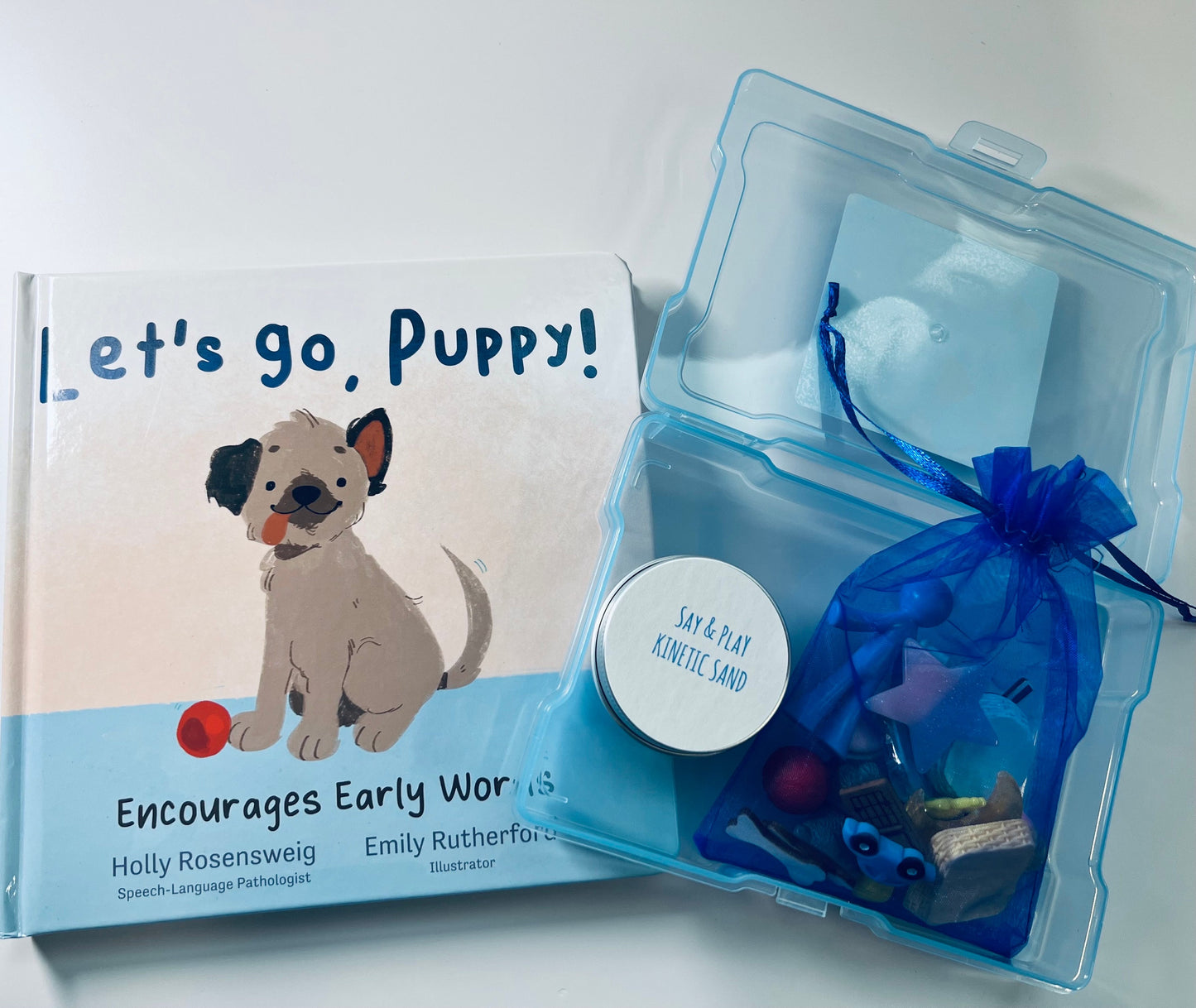 Toddler Book Early Sounds Book Let's Go Puppy Book Story Kit Story Objects Speech Therapy Mini Objects-Apraxia Book