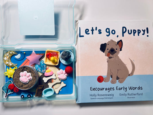 Toddler Book Early Sounds Book Let's Go Puppy Book Story Kit Story Objects Speech Therapy Mini Objects-Apraxia Book