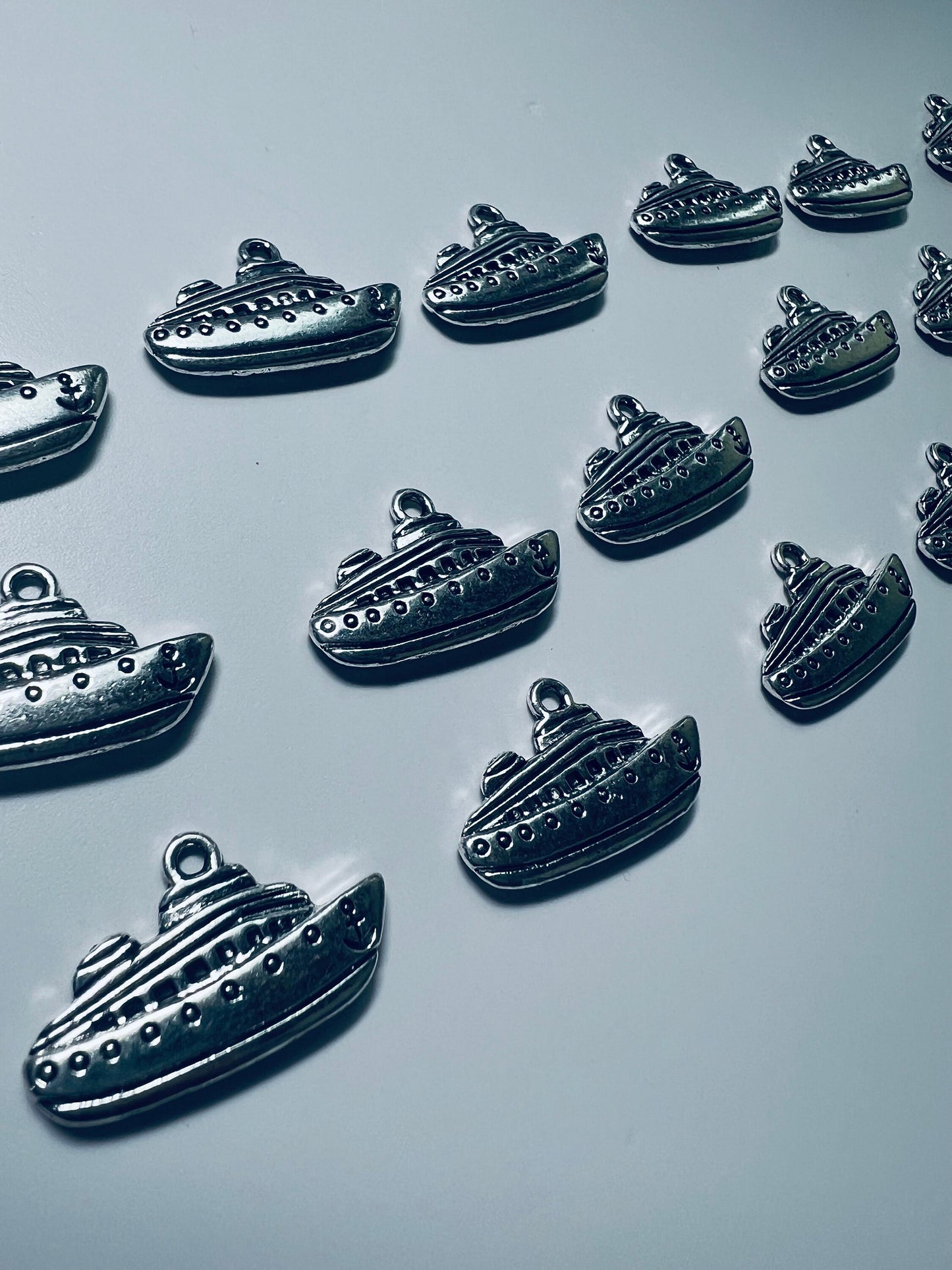 Mini SHIPS-Silver Ship Charms- Nautical Trinkets-Trinkets-Speech Therapy Mini Objects-Boat Trinkets-Speech Mini Objects