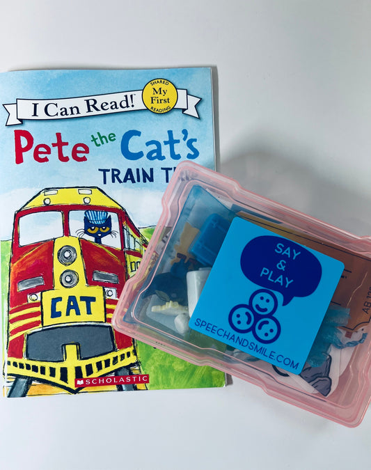 Kit histoire de Pete le chat-voyage en Train de Pete le chat-Mini objets d'orthophonie-bibelots d'histoire pour les livres de Pete le chat