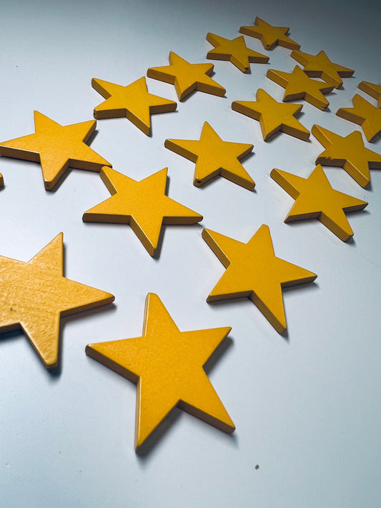 Yellow Gold STAR Trinket-Space Mini Objects-Minis for Speech Therapy-Space Theme Trinkets-Wood Cut Stars