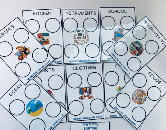 Sorting Mats PRINTABLE- Sorting Mats for Trinkets and Objects-Learn to Sort-Print and Play-Speech and Smile-Speech Therapy Mini Objects