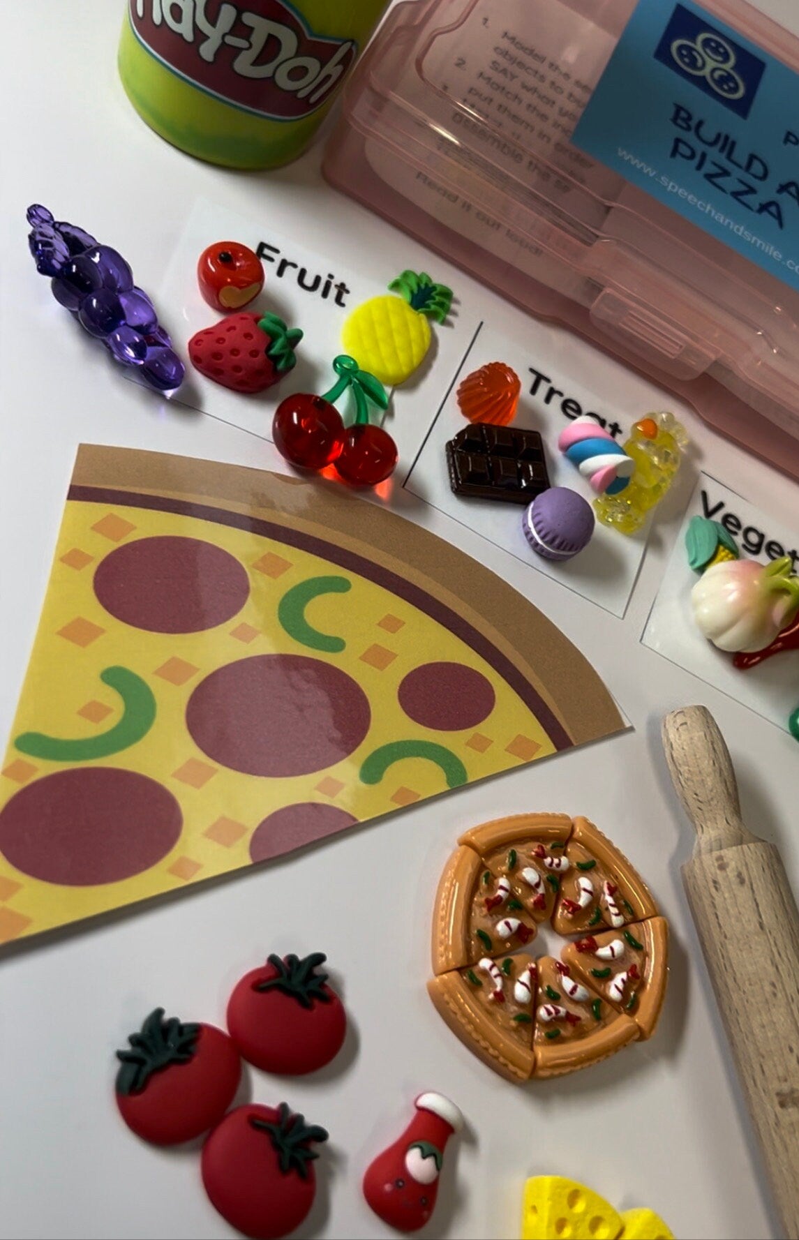 Build a Pizza Kit Language Task Box Speech Therapy Mini Objects Verbal Sequence Kit Speech Therapy Kit with Trinkets