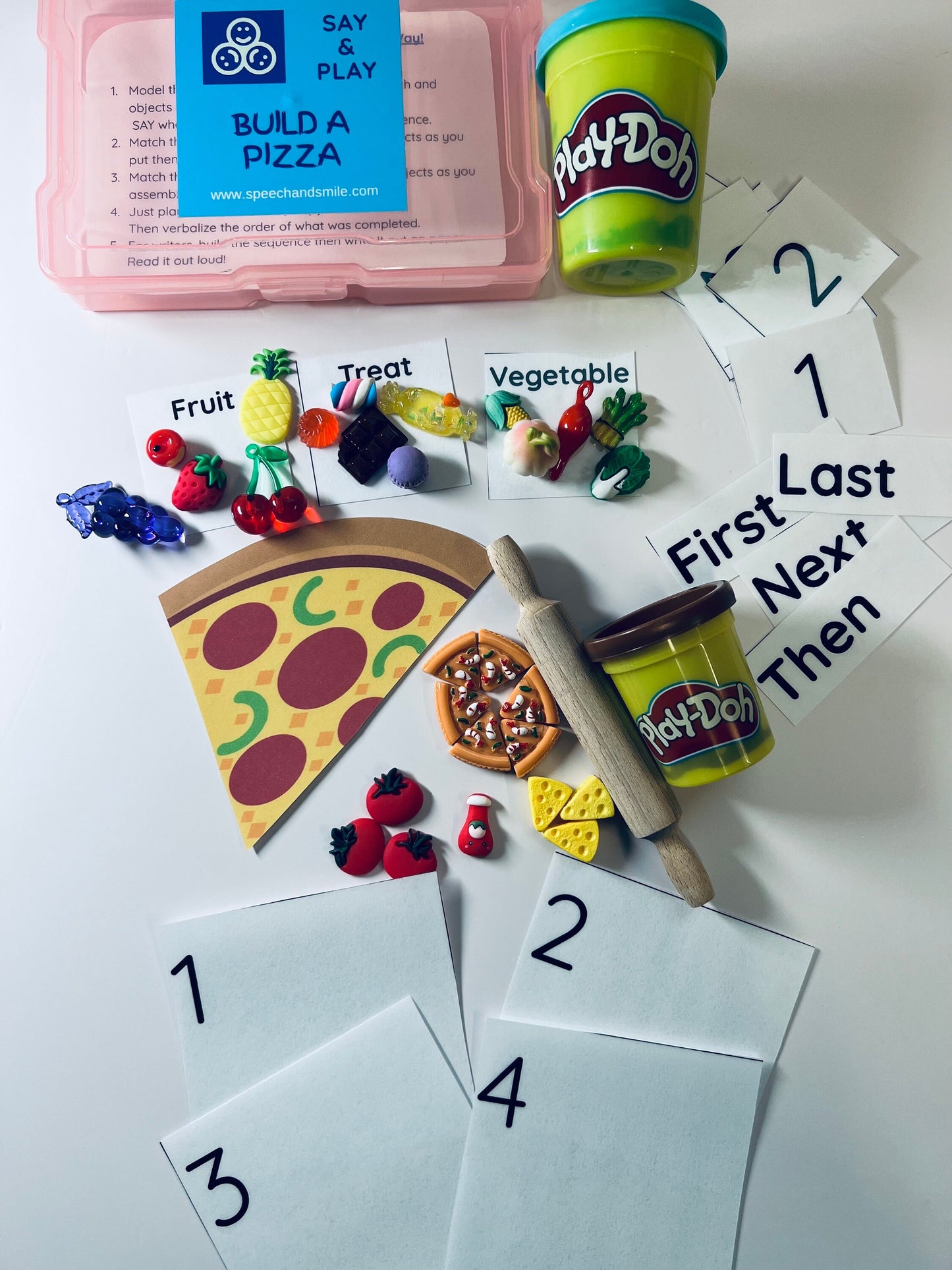 Build a Pizza Kit Language Task Box Speech Therapy Mini Objects Verbal Sequence Kit Speech Therapy Kit with Trinkets