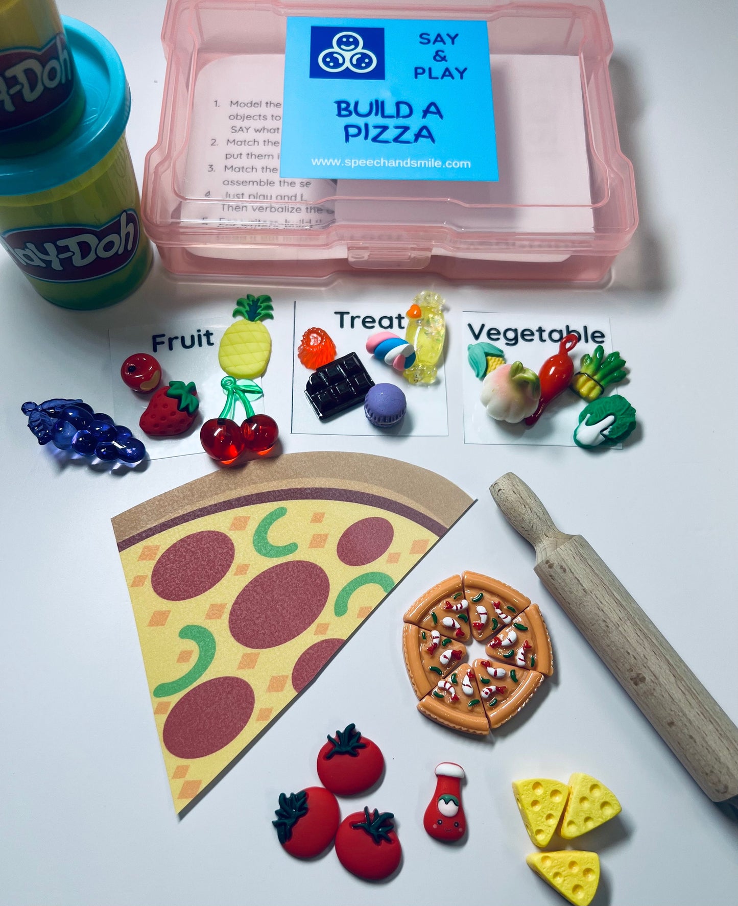 Build a Pizza Kit Language Task Box Speech Therapy Mini Objects Verbal Sequence Kit Speech Therapy Kit with Trinkets