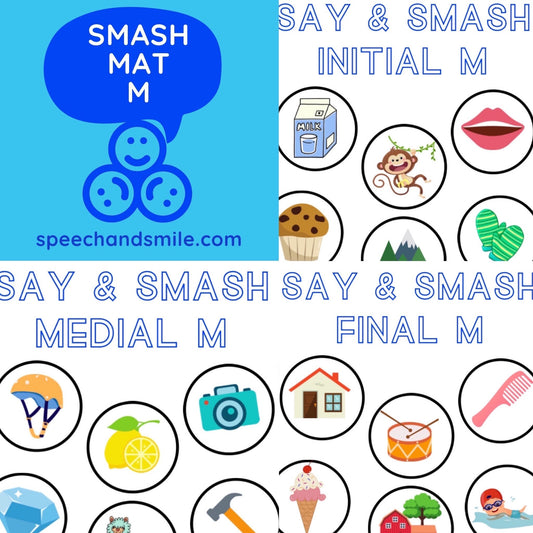 M Sound Smash Mat para materiales de logopedia imprimibles con plastilina-Terapia del habla-Terapia del habla y sonrisa-Herramientas de logopedia- Actividad de la letra K