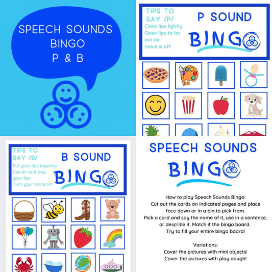 P and B Sounds Printable Bingo Matching Game-Speech Therapy Printable-Speech Sounds Bingo-Speech and Smile-Matching Game Speech Therapy SLP