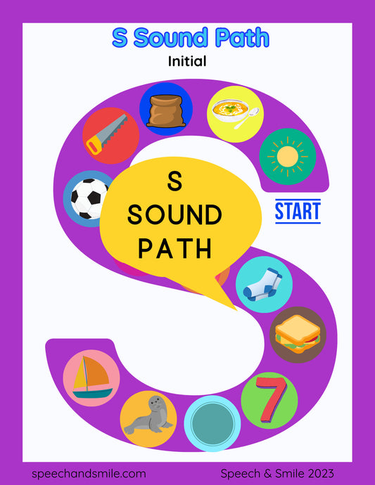 S Sound Printable Game Sound Path for Speech Therapy-Articulation Games Worksheet-Letter S Print Worksheet Download-S Words Speech Therapy