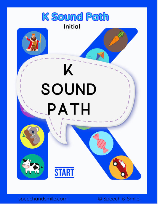 K Sound Printable Sound Paths for Speech Therapy- Articulation Games Worksheets-Letter K Printable Worksheet Download-K Words Speech Therapy