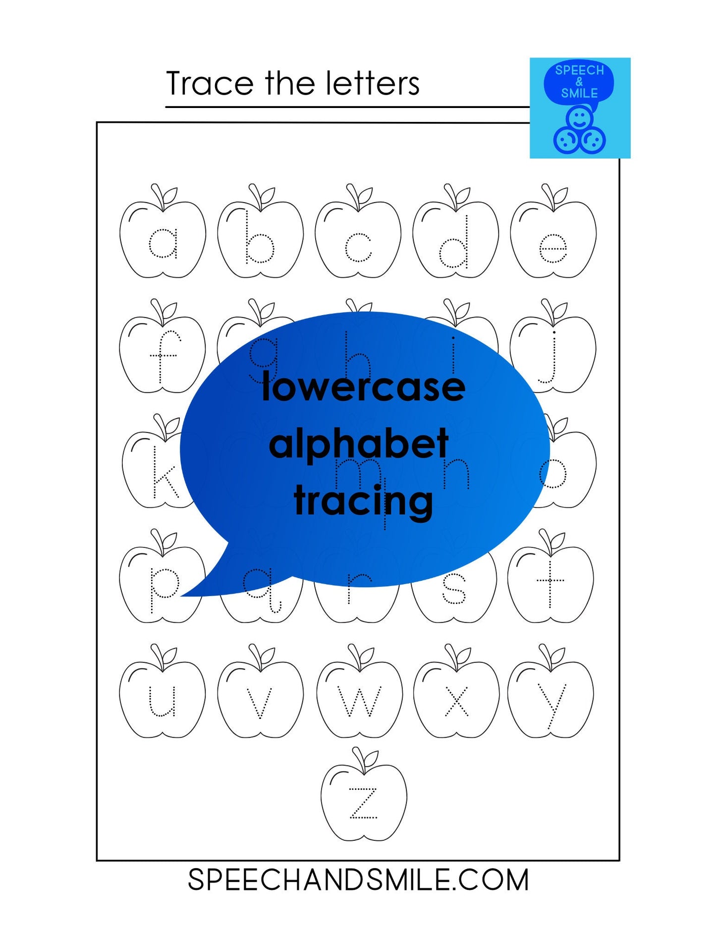Lower Case Alphabet Tracing Worksheet