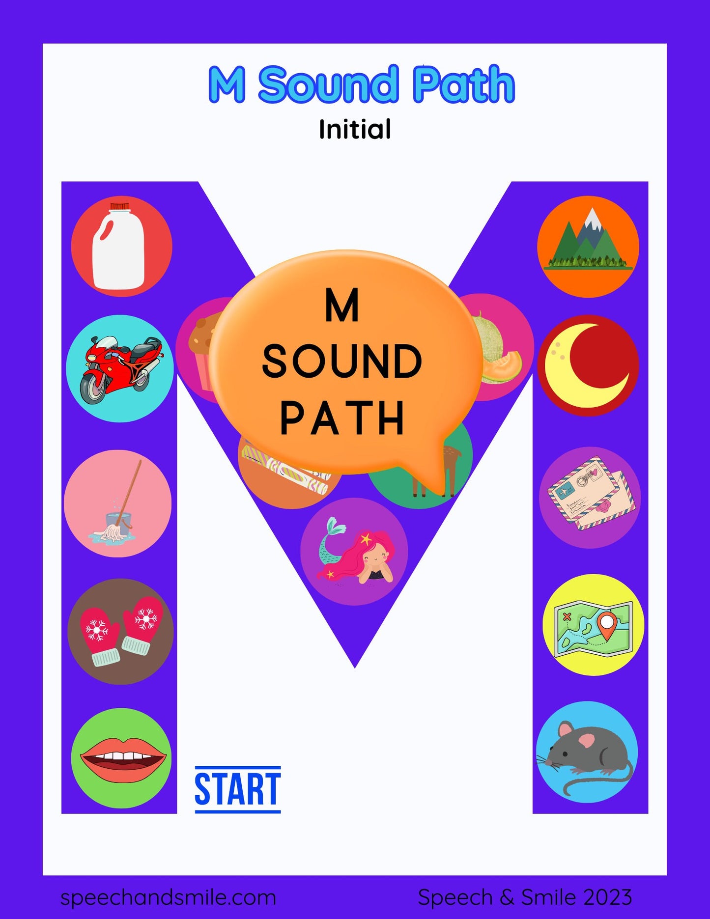 M Sound Chemins sonores imprimables pour l’orthophonie- Feuilles de travail sur les jeux d’articulation-Lettre M Feuille de travail imprimable Télécharger-M Mots Orthophonie