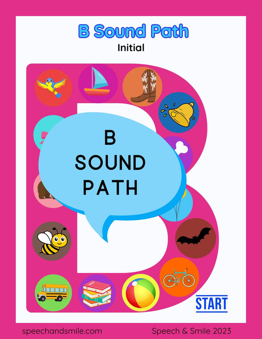 B Sound Jeu imprimable Chemin sonore pour l’orthophonie-Jeux d’articulation Feuille de travail-Lettre B Imprimer Feuille de travail Télécharger-B Mots Orthophonie