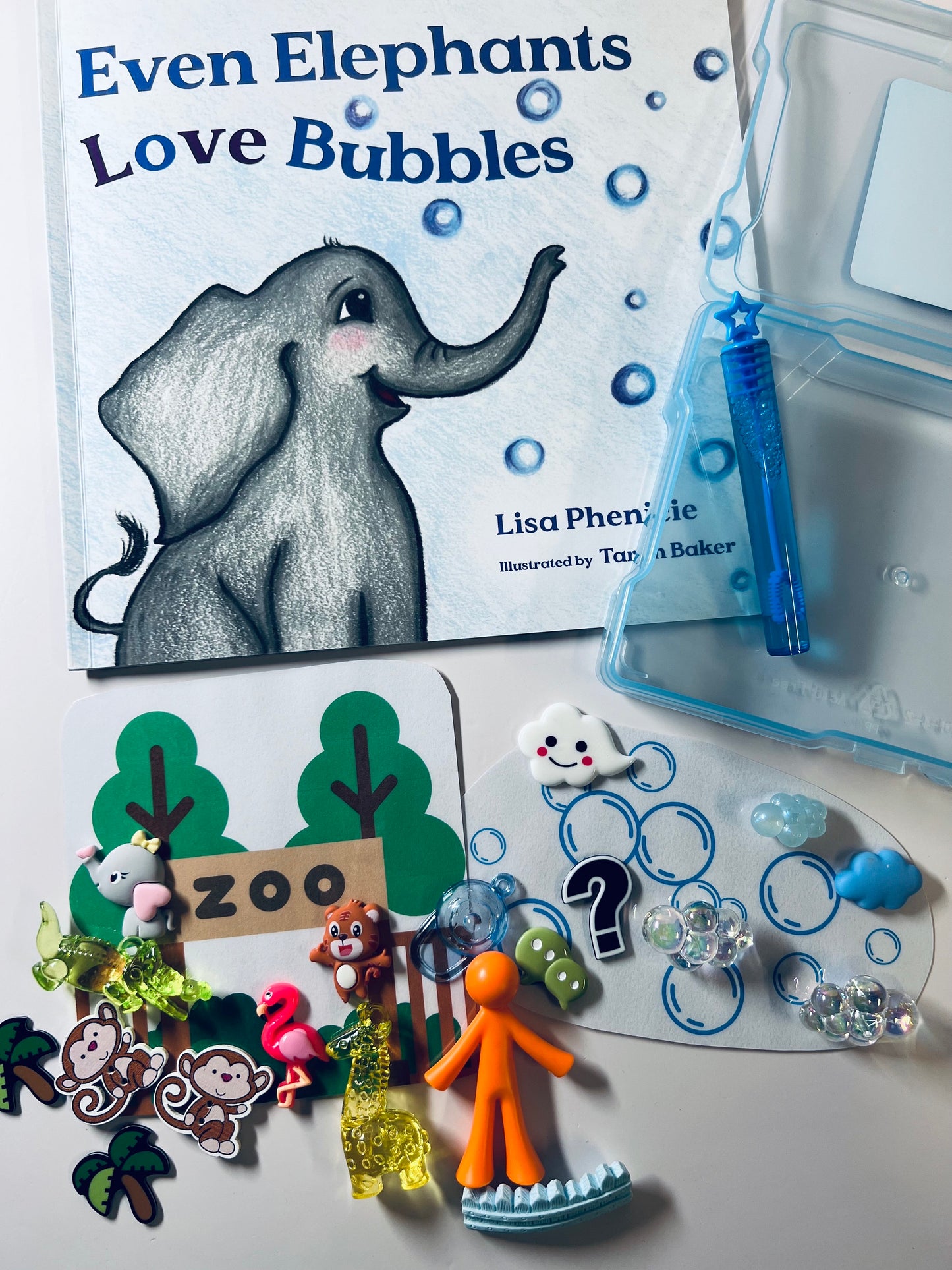 Même les éléphants aiment les bulles-Livre pour l’orthophonie-Mini objets d’orthophonie