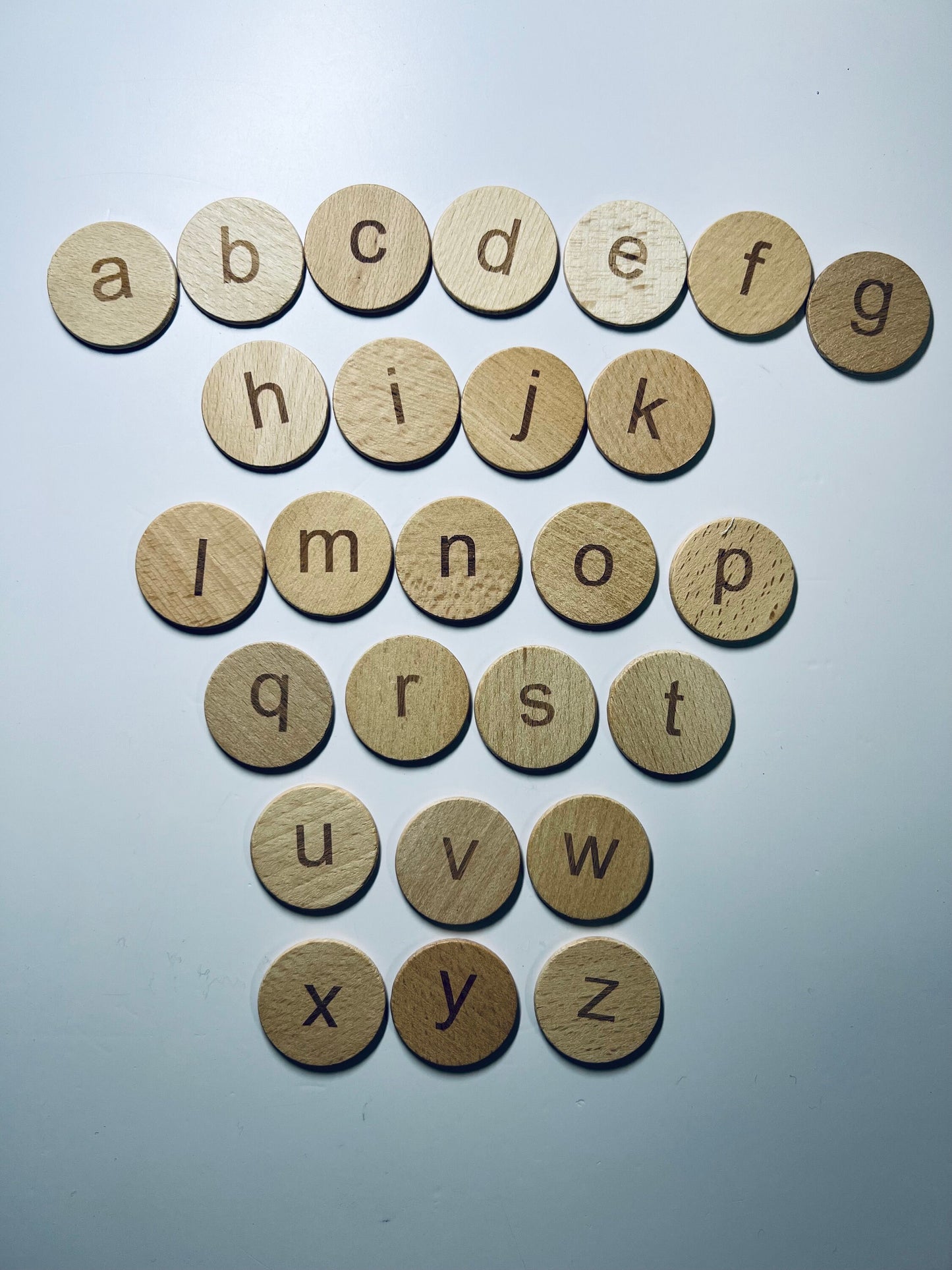 Wooden Alphabet Circles-Montessori Letter Rounds-English Letter Circles-Alphabet Wood Letters
