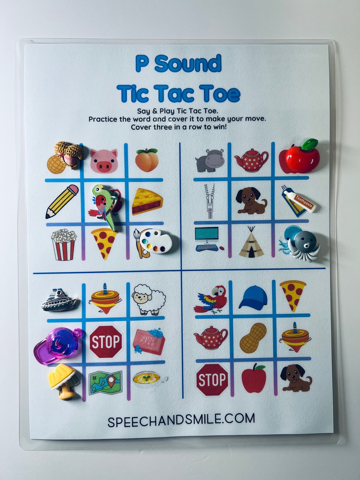 M Sound Tic-Tac-Toe-Print and Play-Printable M Sound Activity - Jeu avec mini-objets d'orthophonie