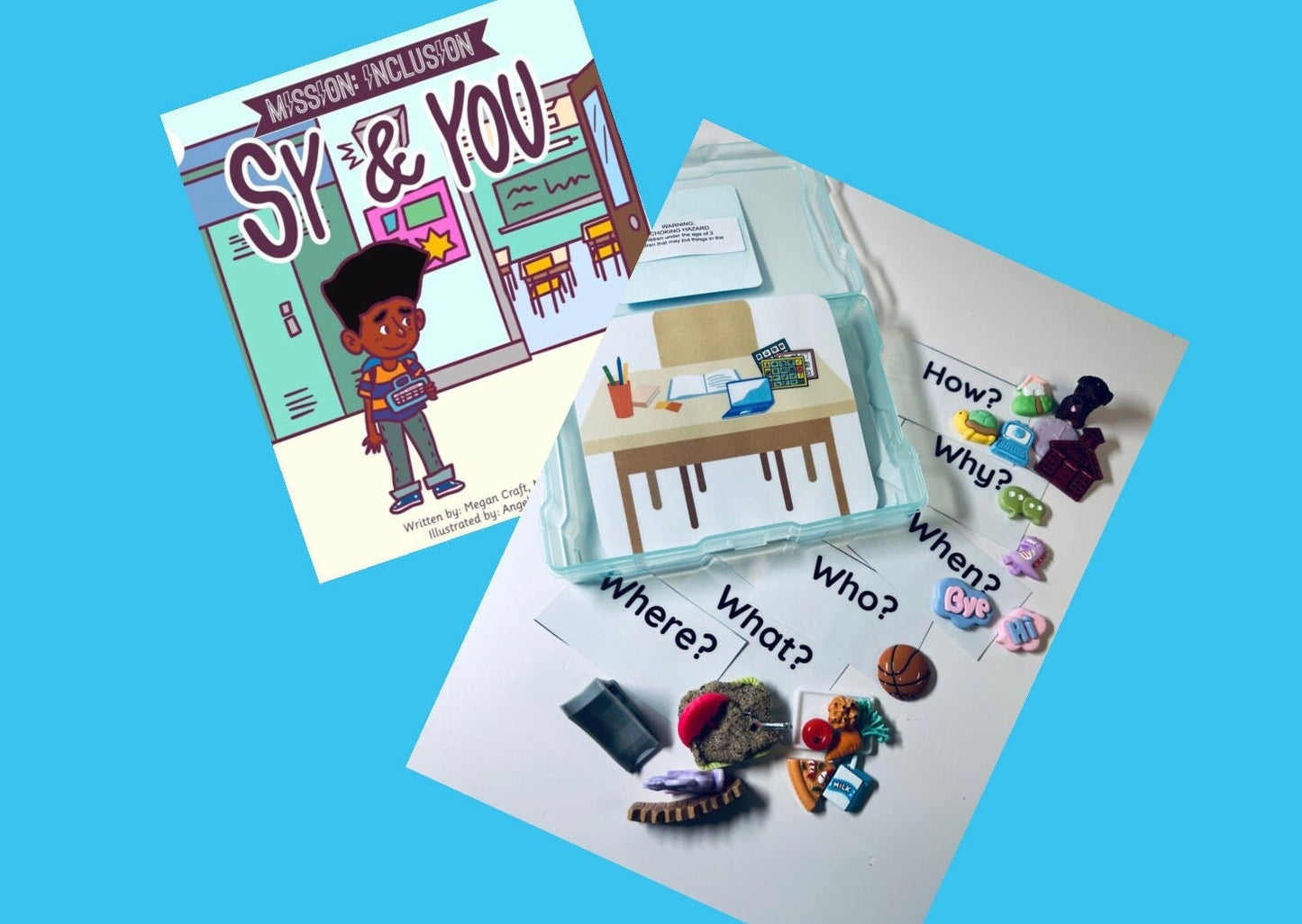 Kit d'histoire pour Sy &amp; You AAC, livres pour enfants, livre d'histoire inclus et accessoires d'objets, livre d'orthophonie, cadeau