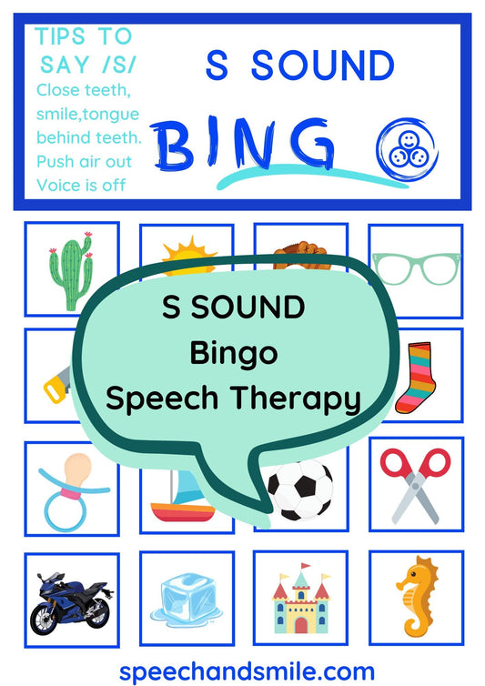 Bingo de sonidos de la letra S-Actividad S imprimible-Juego de correspondencias de la letra S-Hoja de trabajo imprimible de terapia del habla-Tableros de bingo imprimibles para sonidos de letras