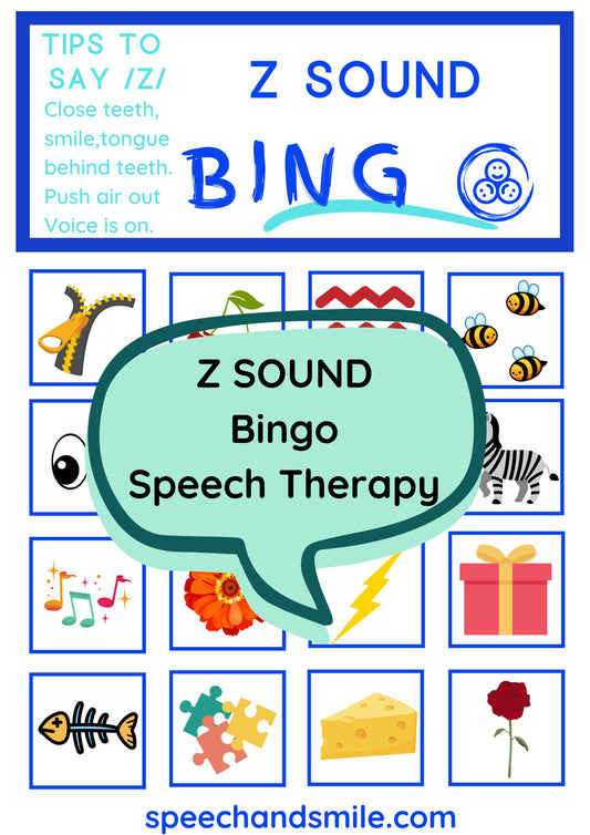 Bingo de sonidos de la letra Z-Actividad Z imprimible-Juego de correspondencias de la letra Z-Hoja de trabajo imprimible de terapia del habla-Tableros de bingo imprimibles para sonidos de letras