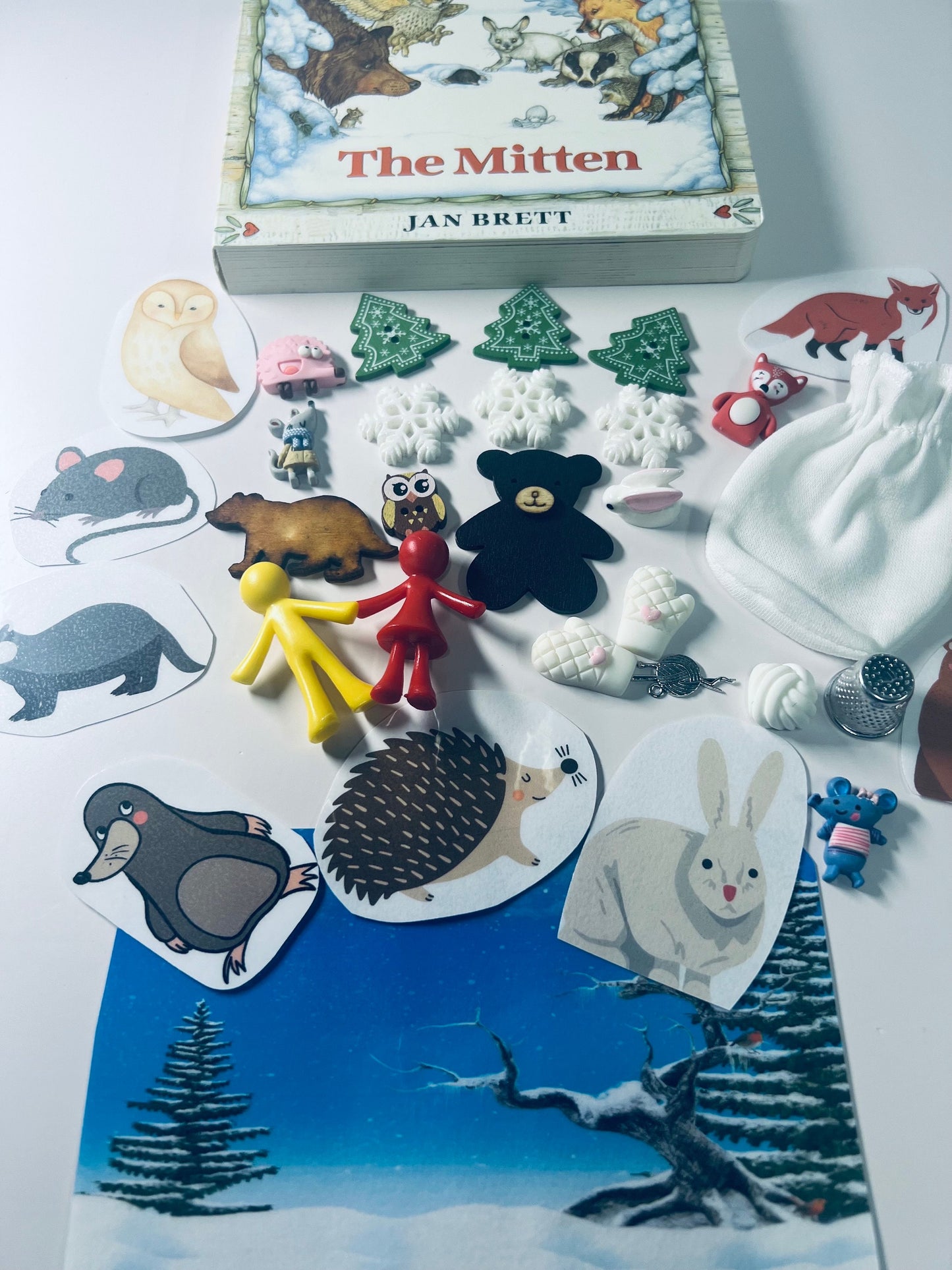 Kit d’histoire The Mitten Book-Story Objets pour The Mitten Story Companion- Mini-objets d’orthophonie-Objets Montessori-Homeschool-The Mitten