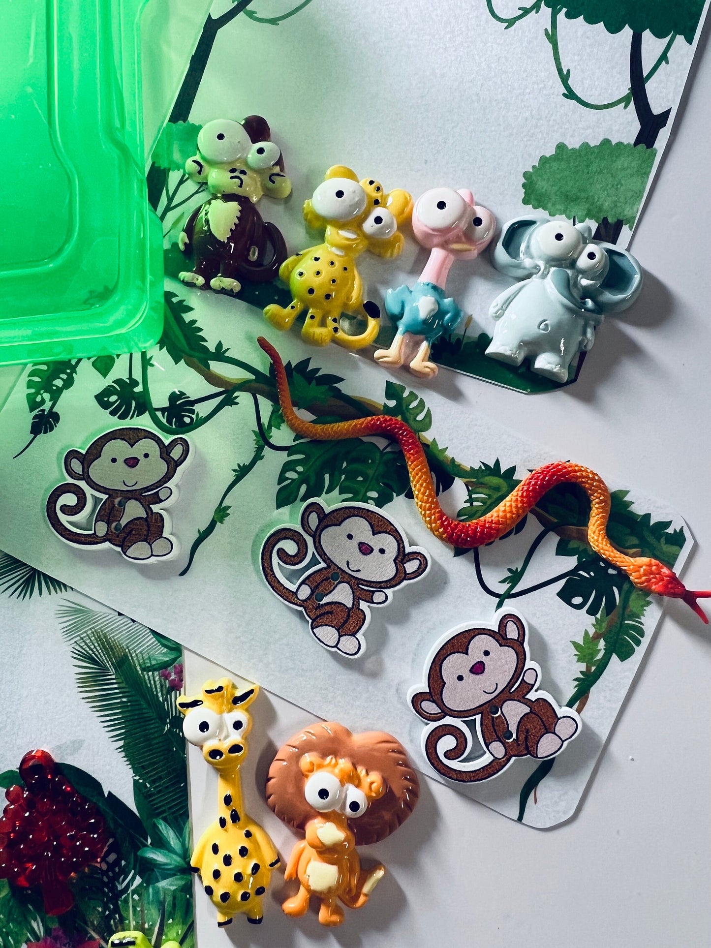 JUNGLE Theme Mini Objects- Task Box-ANIMAL Trinkets-Speech Therapy Mini Objects-Jungle Animals Themed Therapy Task Box