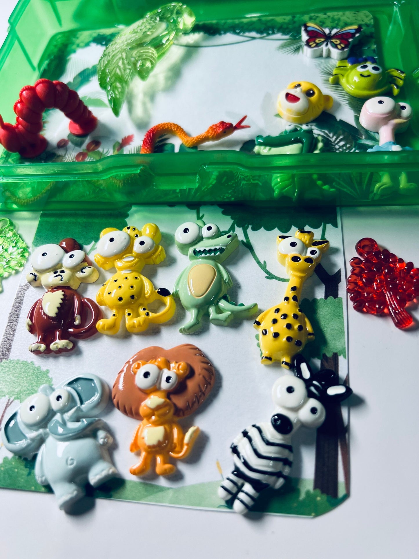 JUNGLE Theme Mini Objects- Task Box-ANIMAL Trinkets-Speech Therapy Mini Objects-Jungle Animals Themed Therapy Task Box